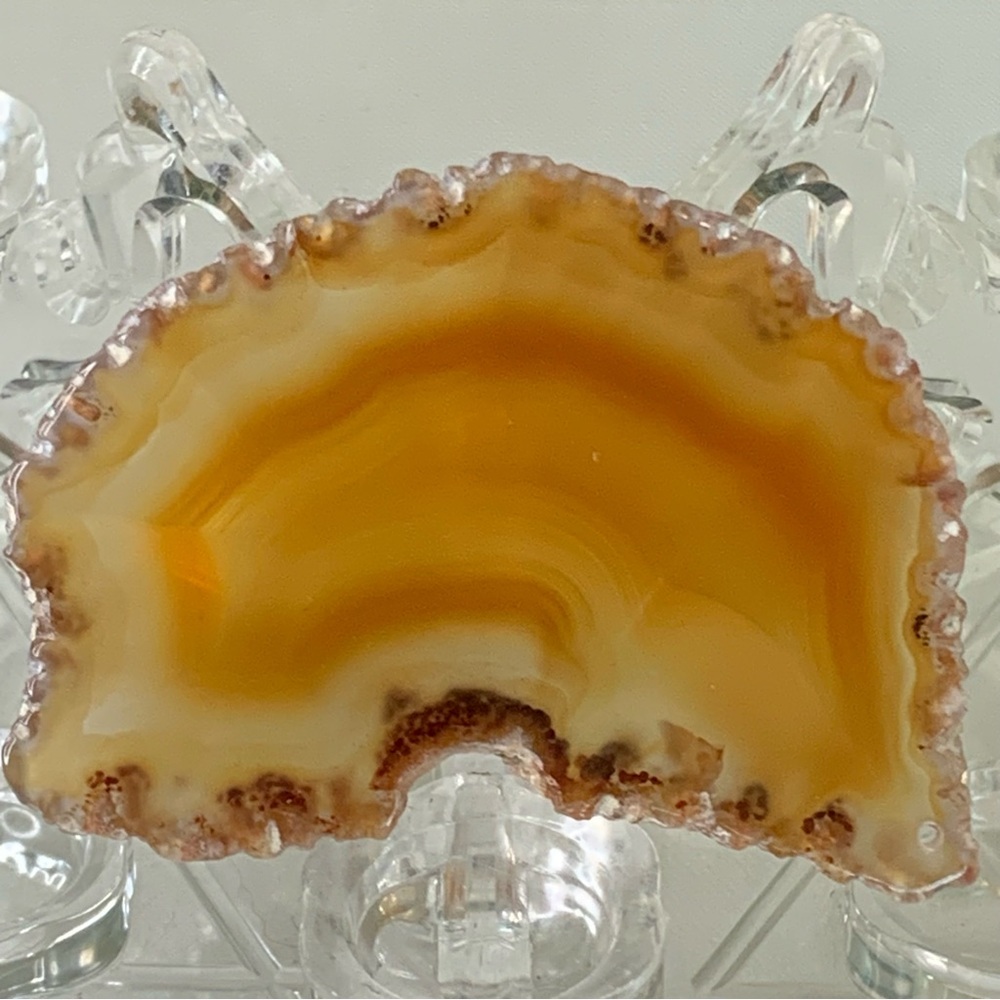 Banded Red Carnelian Agate Slice Slab Polished Crystal Drilled Hole 3"x2.1"